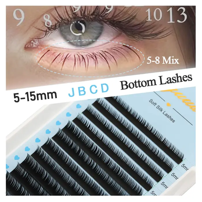 AGUUD J B C D Volume Extension de cils individuels cils noir mat naturel doux 5-7mm cils inférieurs 