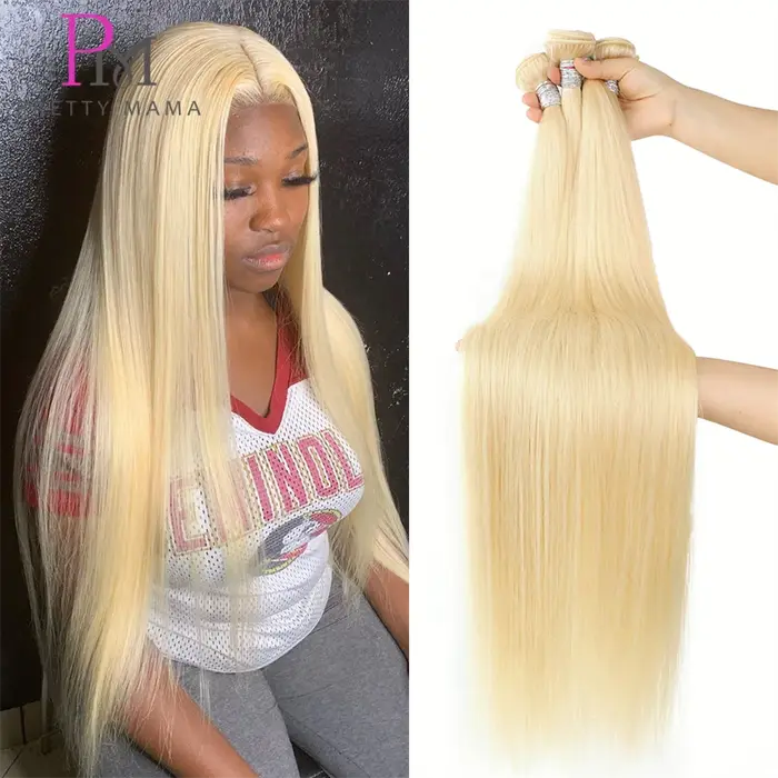 Tissage en Lot Brésilien Naturel Remy Lisse Blond 613, Extensions de Cheveux Humains, 30 34 36 38 40