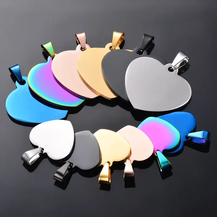 10 pièces en gros unisexe Minimalis en acier inoxydable chien étiquette coeur pendentif collier haut
