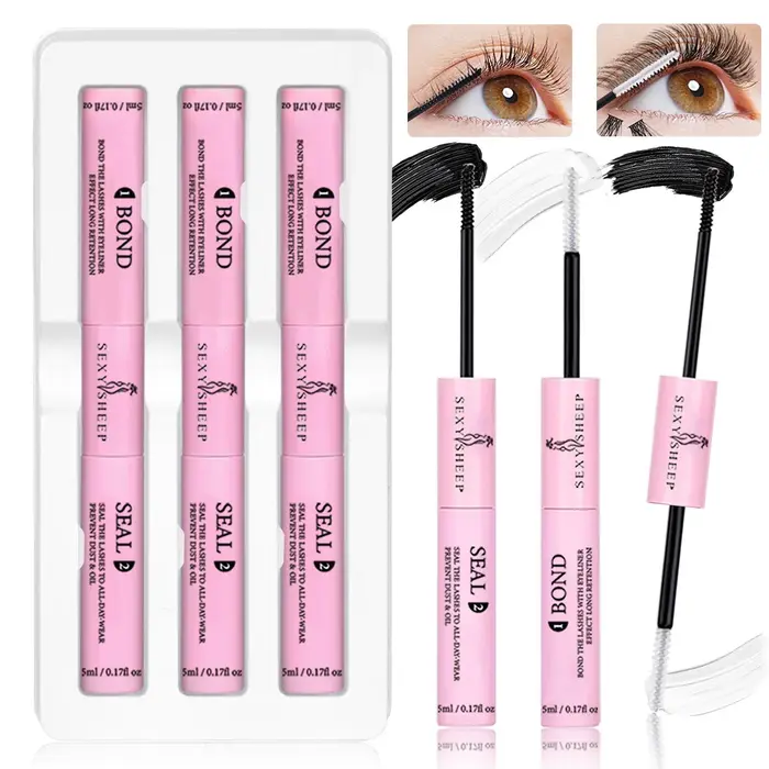 Ensemble de 3 produits pour extensions de cils : colle et scellant pour cils individuels 10 ml, tenu