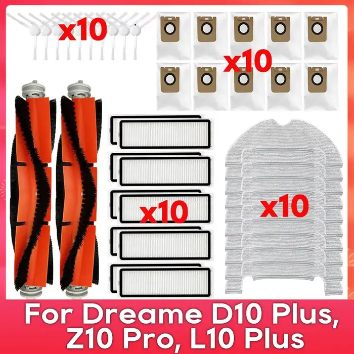 Compatible avec ( Dreame Bot D10 Plus / RLS3D / Z10 Pro / L10 Plus ) Rouleau, brosse latérale, filtr