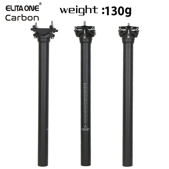 ELITA ONE Tige de Selle en Carbone 27.2/30.9/31.6mm VTT/Vélo de Route, Vis en Titane, Légère 130g