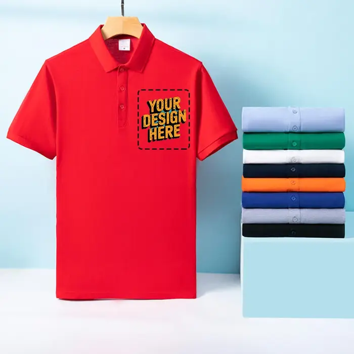 Polo de travail personnalisable en coton pour équipe, t-shirt à manches courtes, impression personnalisée pour occasions professionnelles et événements d'entreprise