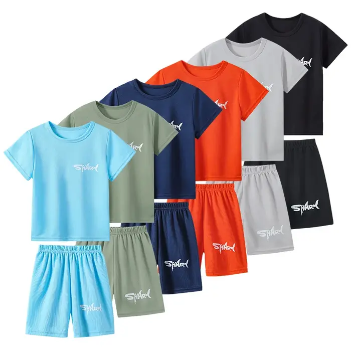 Combinaison de sport 2 pièces pour enfants, lettre d'été, séchage rapide, pour garçons et filles, T-