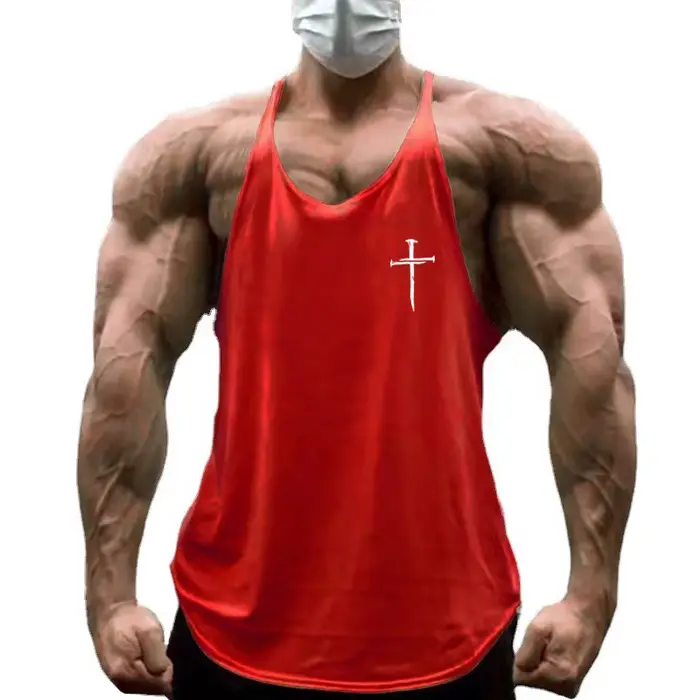 Gilets de Sport personnalisés pour hommes, imprimé croisé, musculation, course à pied, Fitness, chem