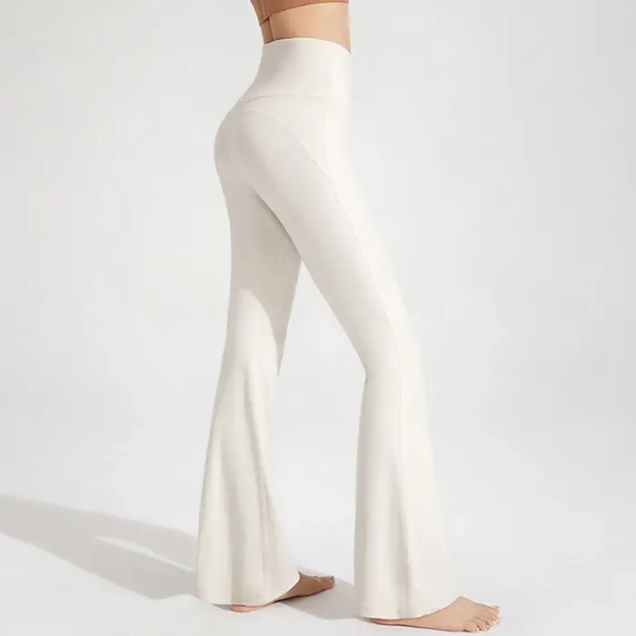 Nu taille haute cintrée hanche levage Fitness exercice élastique cloche bas pantalon femmes décontra