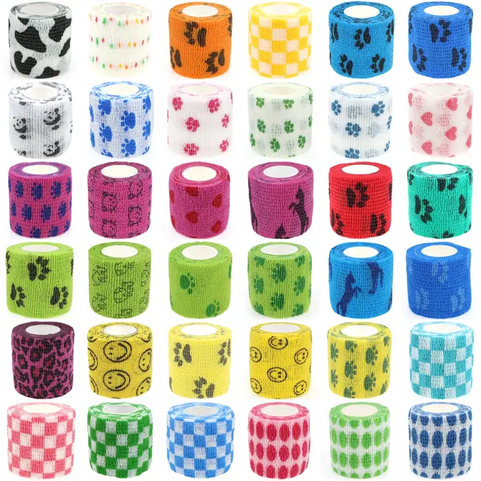 24 rouleaux de pansement élastique auto-adhésif, bande cohésive, enveloppe vétérinaire pour chien, c