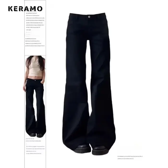 NORMCORE-Pantalon Baggy en Denim Noir Y2K, Surintendant, Délavé, Vintage, Décontracté, Minimaliste, 