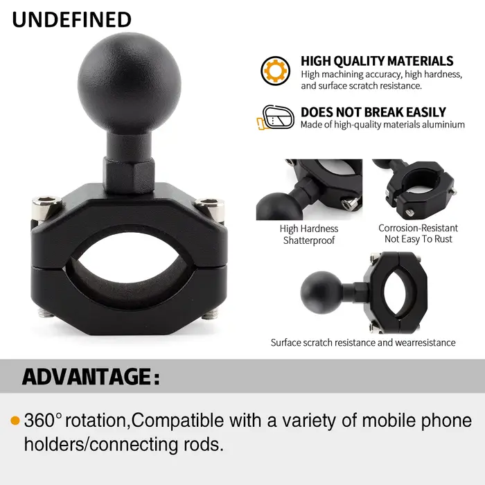 Adaptateur de montage de tête sphérique 1 pouce 25mm, Clip de guidon de moto et de vélo, support de 