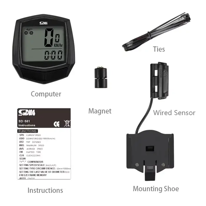 Ordinateur de vélo filaire 15 fonctions, compteur de vitesse, odomètre, mode économie d'énergie, com