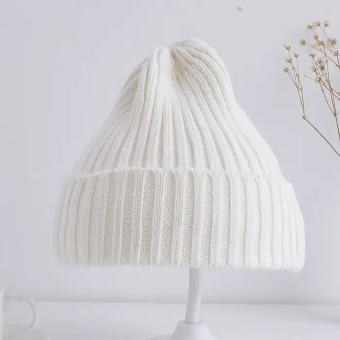 Bonnet tricoté côtelé pour bébés filles et garçons, casquette coupe-vent décontractée pour tout-peti