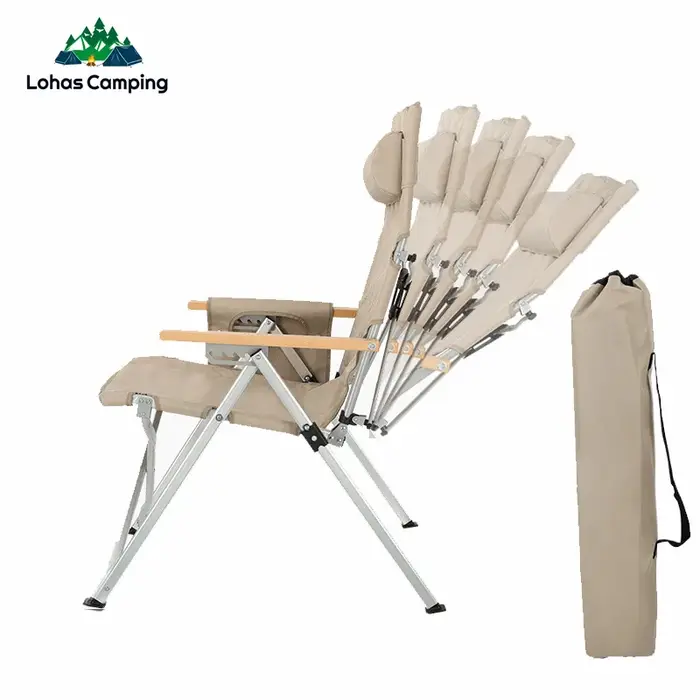 Lohamping-Chaise de camping pliante en alliage d'aluminium avec dossier réglable, chaise de repos, b