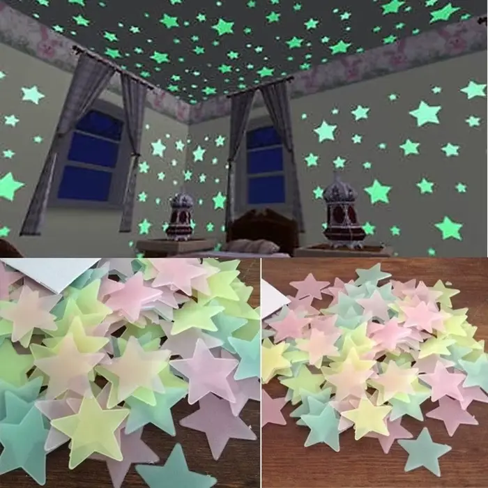 Autocollants muraux étoiles fluorescentes qui brillent dans la nuit, 100 pièces, décoration pour cha