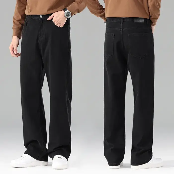 Homme flambant neuf automne jean hommes noir décontracté Baggy pantalon classique droit confortable 