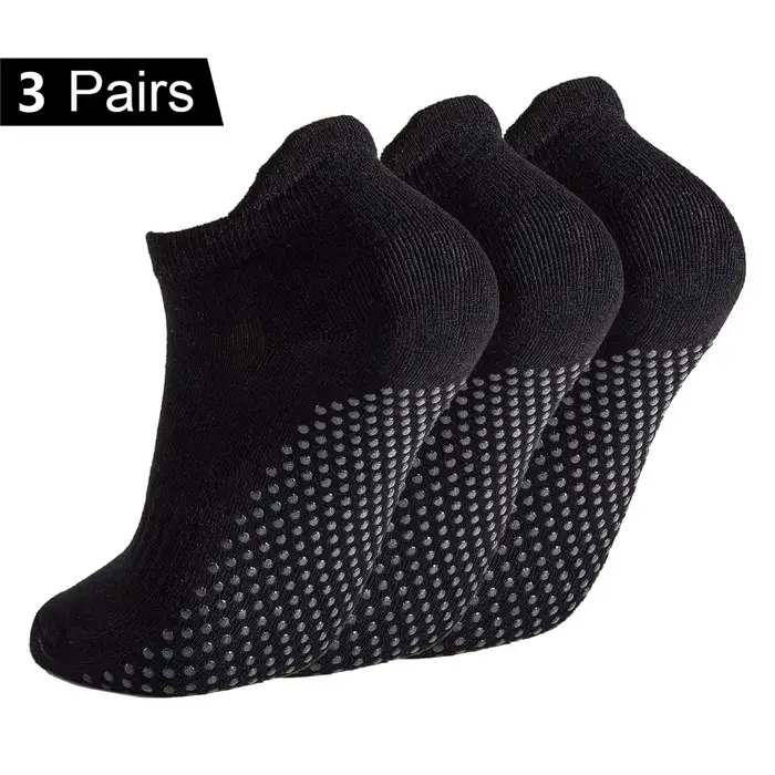 3 paires de chaussettes de yoga pour femmes, chaussettes de Pilates antidérapantes, chaussettes anti