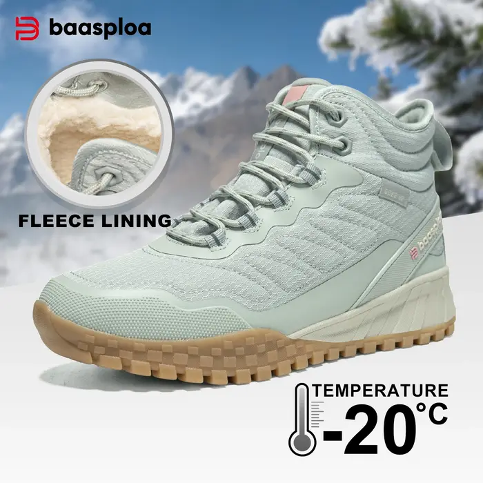 Baasploa-Baskets d'hiver en peluche pour femmes, bottes de neige chaudes, chaussures imperméables co