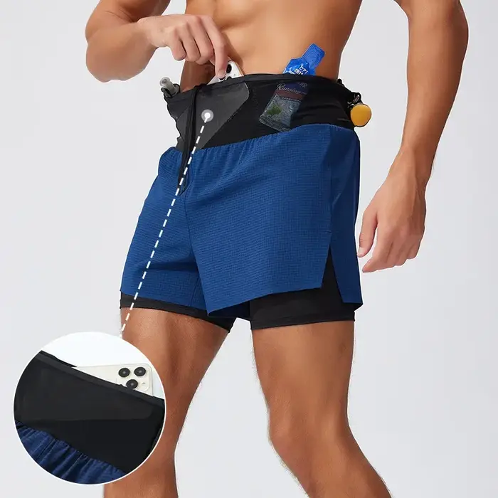 Short de course homme 2 en 1 Marathon Fitness court Gym homme basket-ball pantalon d'entraînement mu