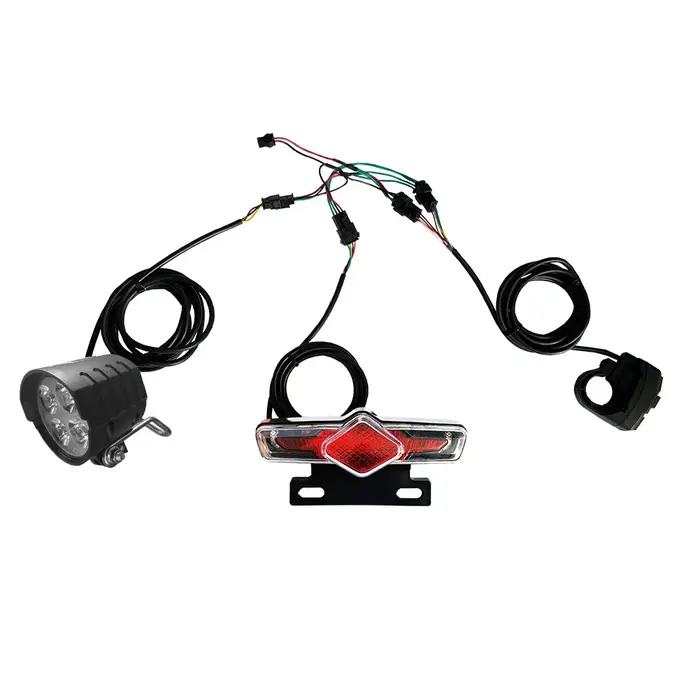 Kit de feu avant et arrière de vélo électrique, câble de commutation DK336, Kit d'éclairage LED ABS,