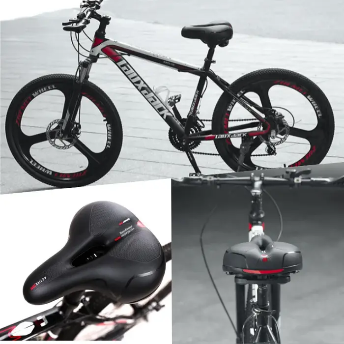 Coussin de vélo confortable double absorption chocs mousse à mémoire de forme résistante humidité large type siège vélo pour femmes hommes multiples types vélos sorties randonnées courses déplacements cadeau
