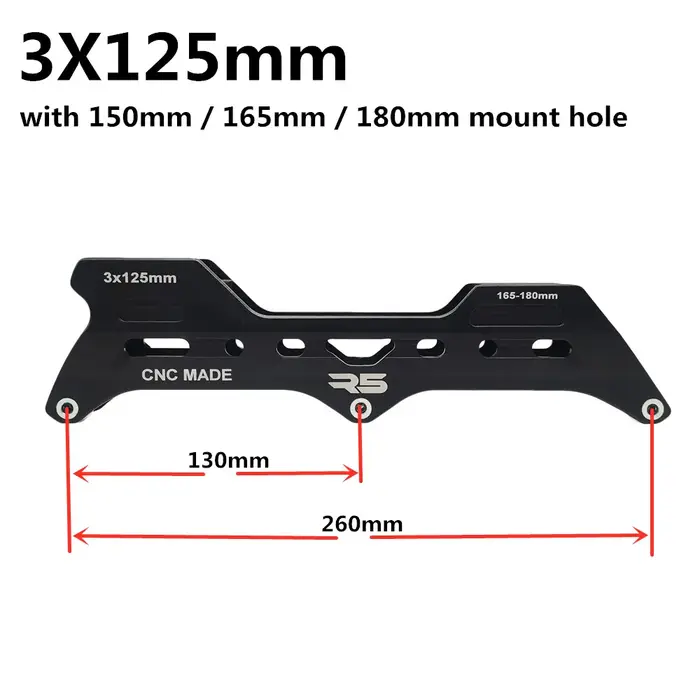 Cadre patins à roues alignées 3 roues 165mm alliage conversion slalom patinage vitesse 3*110mm 246mm