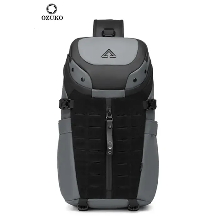 Ozuko-Sac à bandoulière étanche pour homme, sac de poitrine, sac à bandoulière antivol, USB, message