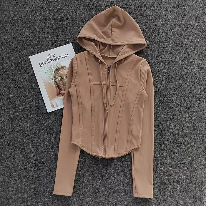 Manteau de Fitness pour femmes, Cardigan à capuche, veste de Sport serrée à séchage rapide, chemise 