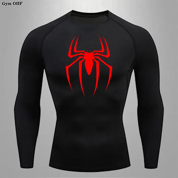 T-shirt compression homme manches longues Rashguard élastique Fitness course super-héros
