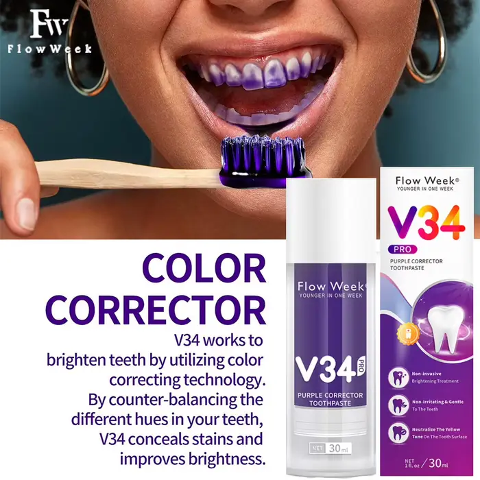 Flow-du-- Dentifrice orthodontique V34 Pro, Protection des dents, Soin de l'émail dentaire, Décontam