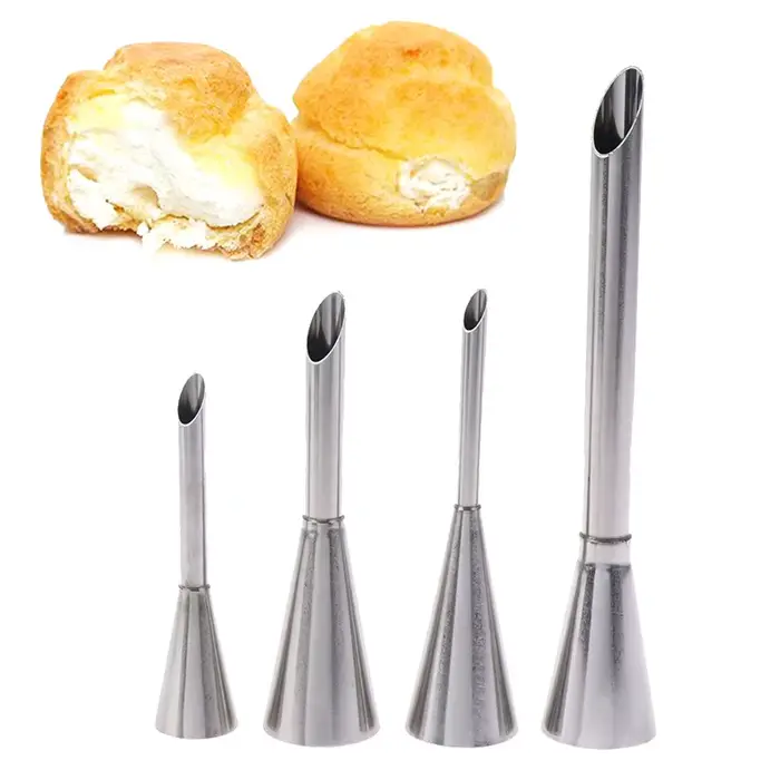Buses de crème bouffantes en acier inoxydable, 1/4 pièces, pointe de tuyauterie de glaçage pour gâte