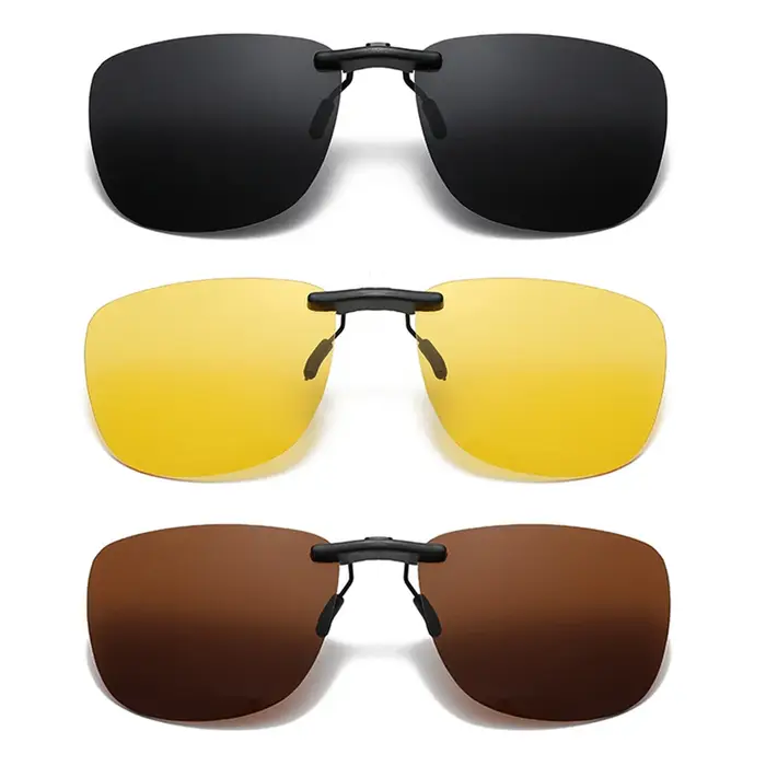 Lunettes de soleil polarisées à Clip carré pour femmes et hommes, verres noirs UV400, Vision nocturn