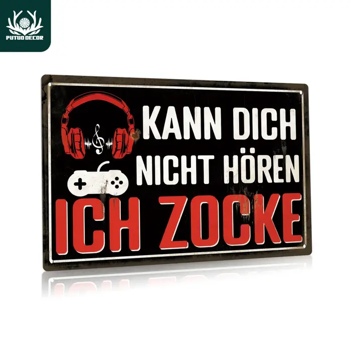 Putuo Decor-Plaque de décoration murale en métal, 1 pièce, style vintage, Kann Dich Nicht HÖren Ich 