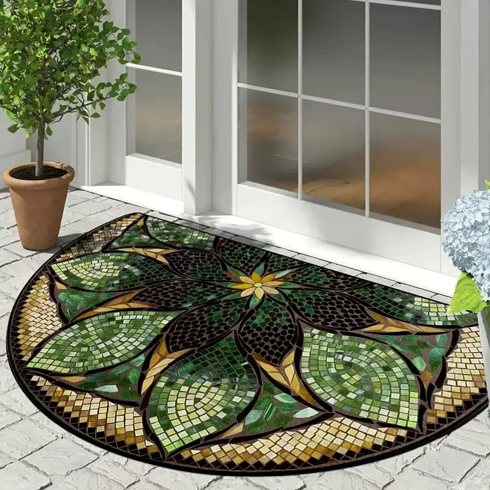 Tapis d'entrée semi-circulaire de luxe pour bienvenue élégante et protection du sol intérieur pour jardin extérieurUsageIdéesOccasionsSpéciales