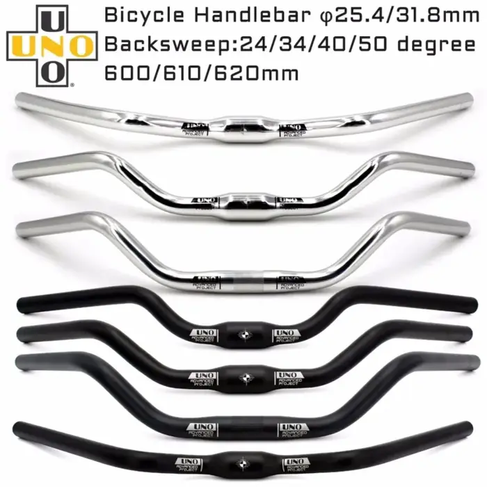 UNO vélo hirondelle guidon M Type en alliage d'aluminium 31.8*600/610/620mm noir argent rétro confor
