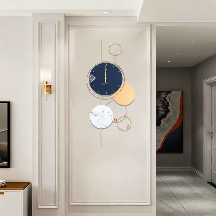 Grandes horloges murales pour décor de salon, métal intérieur, or, chic, décoratif, à piles, silenci