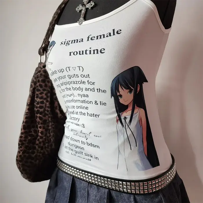 Camisole graphique Anime Grunge, haut court Vintage gothique pour femmes, débardeur Corset, t-shirts