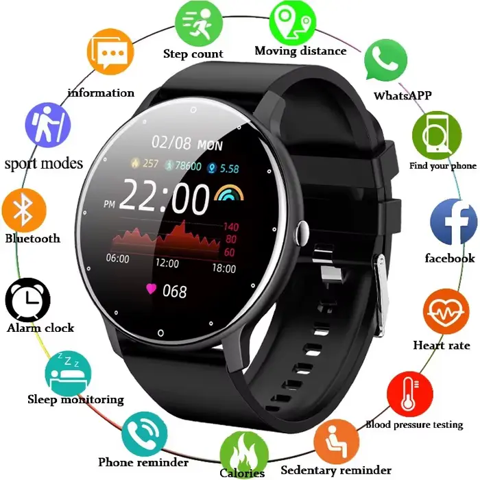 Montre intelligente LIGE 2026 pour Hommes Femmes Suivi Fitness Activités Sportives Notifications Push