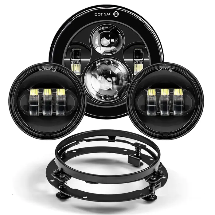 Phare LED pour Moto de 7 pouces, avec 4-1/2 pouces, 4.5 pouces, feu de croisement antibrouillard aux