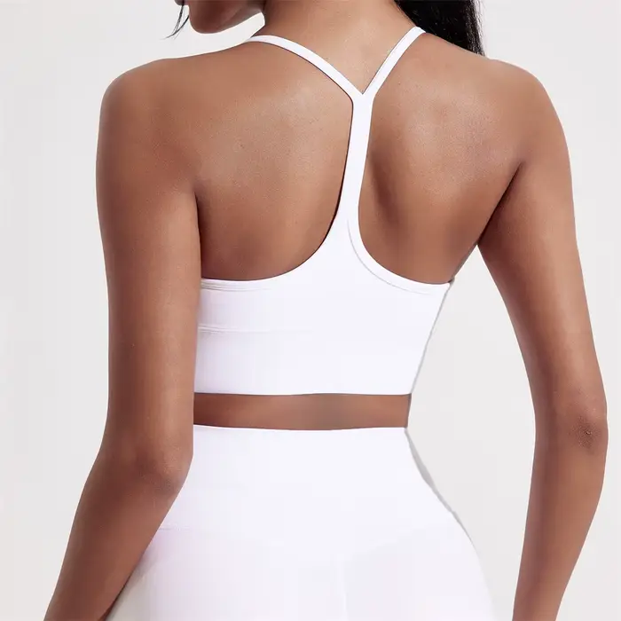 Soutien-gorge de sport pour femmes couleur unie - Haut doux et serré avec coussinet de poitrine pour le jogging et le yoga