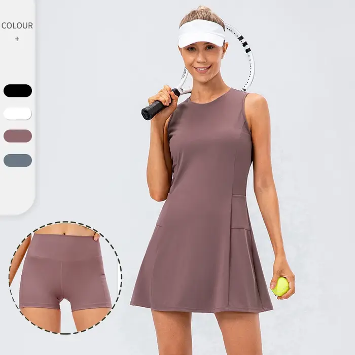 Robe de tennis avec short intégré pour femme ensemble sport fibrGolf avec poches pratique