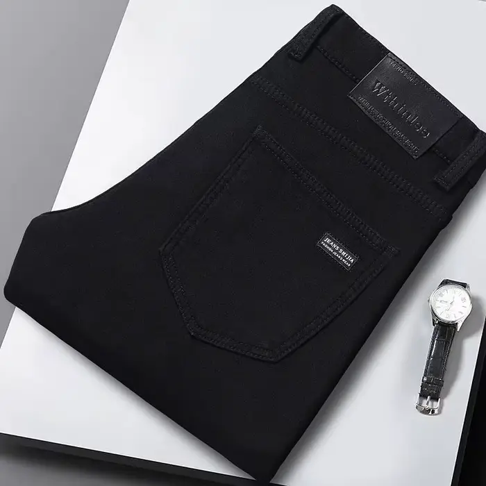 Wthinlee nouveau jean pour hommes d'affaires décontracté droit Stretch mode classique bleu noir trav