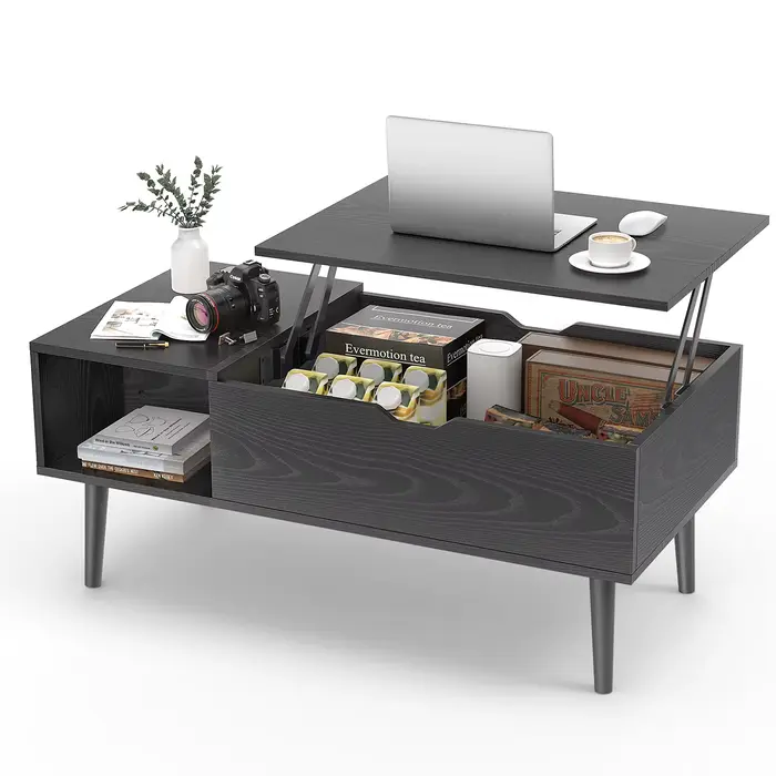 JHK Tables basses relevables pour salon 39.37 "x 19.7" bureau Tables à manger en bois de thé étagère