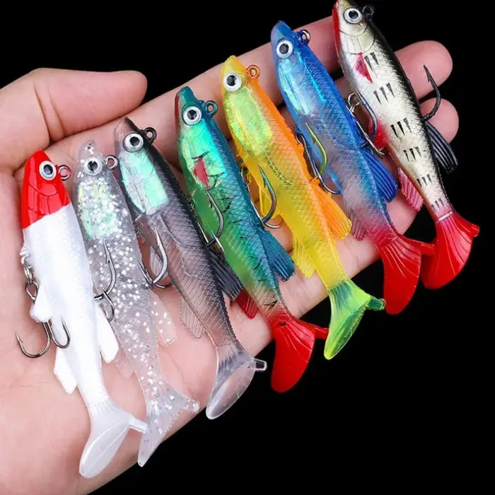 1 pièces 8.5 cm 12.5g Wobbler plomb leurre souple gabarit artificiel Silicone appât triple crochets 