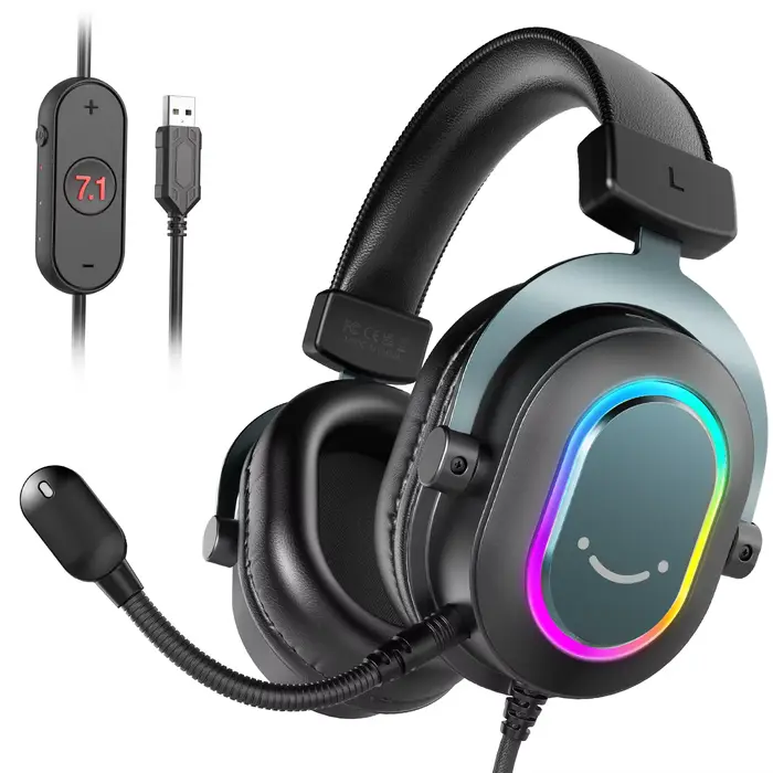 Fifine – casque de jeu dynamique RGB, avec micro, sur-oreille, son Surround 7.1, PC PS4, PS5, 3 Opti