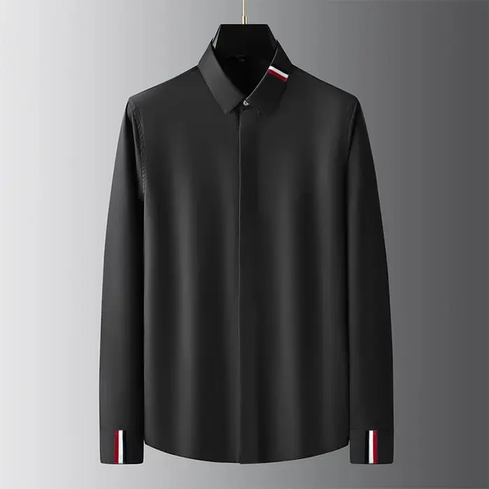 Chemises Hommes Ruban Décoration Manches Longues Haute Qualité Style Décontracté Élégant Occasions Sociales Professionnelles