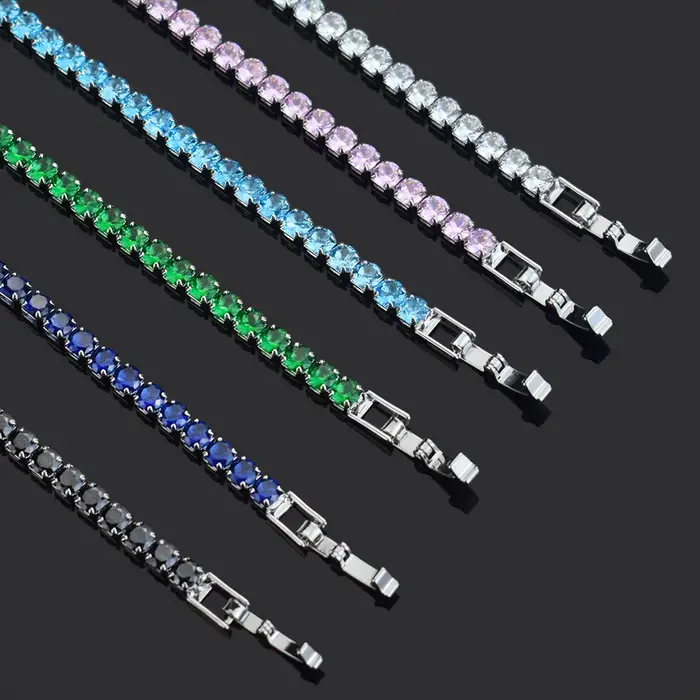 Bracelet de Tennis en Zircon Micro-incrusté de 4mm pour femmes, nouveaux hommes, accessoires de bijo
