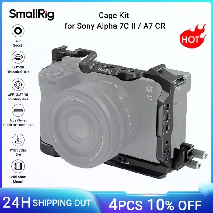 Kit de cage SmallRig A7C II pour Sony Alpha 7C II / Alpha 7CR, plaque de dégagement rapide intégrée 
