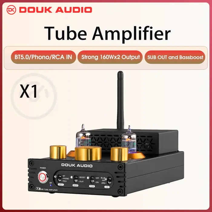 Douk Audio X1 HiFi JAN5725 amplificateur à Tube sous vide Bluetooth5.0 récepteur MM amplificateur Ph