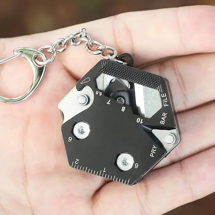 Pièce hexagonale multifonctionnelle pour l'extérieur, outil EDC, couteau à monnaie pliant, porte-clé