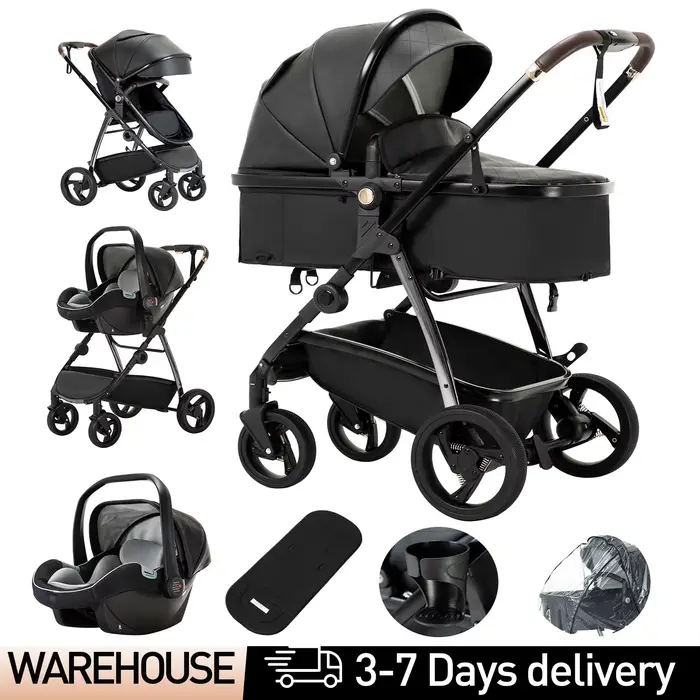 3 en 1 landau poussette Portable luxueux voyage landau haut paysage nouveau-né bébé poussette avec p