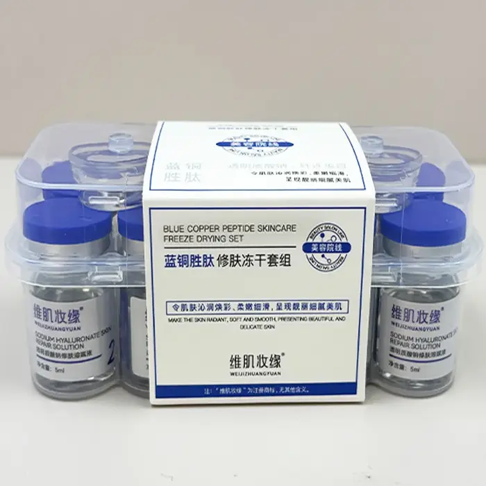 Ensemble de lyophilisation au Peptide de cuivre bleu, poudre lyophilisée, améliore les rides, Essenc